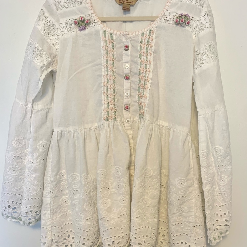 One of a kind white boho blouse